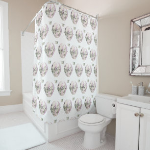 RIDEAUX DE DOUCHE BLANC LILAC MOTIF BALLON À AIR CHAUD