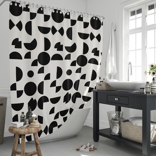 Rideaux De Douche Blanc Moderne Elégant Tribal Géométrique