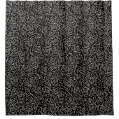 Rideaux De Douche Blanc moderne sur Motif Rose noir (Devant)