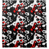 Rideaux De Douche Blanc noir et rouge Abstrait (Devant)