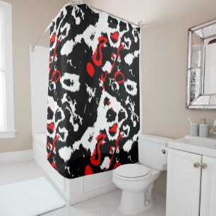 Rideaux De Douche Blanc noir et rouge Abstrait