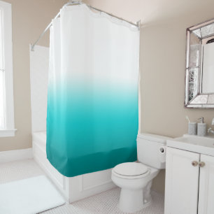 Rideaux De Douche Blanc noir Turquoise et Turquoise Colorblock Ombre
