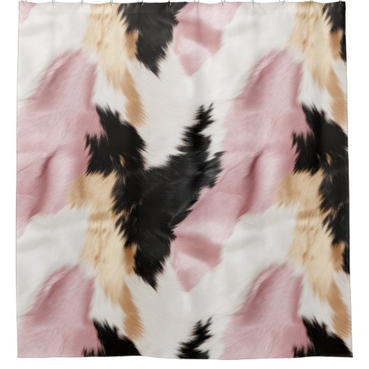 Rideaux De Douche Blanc rose Or Noir Vachette Animal (Devant)