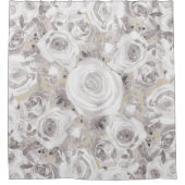 Rideaux De Douche Blanc Russe Roses d'hiver Shabby Chic Kraft (Devant)