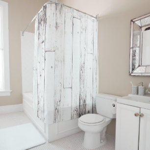 Rideaux De Douche Blanc Shabby Chic Bois Grange Rustique Ferme
