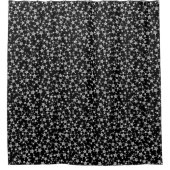 Rideaux De Douche Blanc sur noir | Motif d'étoiles d'impression Lino (Devant)