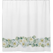 Rideaux De Douche Blanc vert délicat aquarelle rose feuille (Devant)