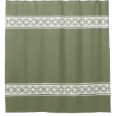 Rideaux De Douche Blancs à motifs géométriques sur Sage Green (Devant)