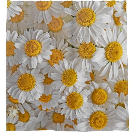 Rideaux De Douche Blancs : Beau Arrière - plan Floral (Devant)