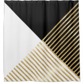 Rideaux De Douche Blancs d'or géométrique noir moderne (Devant)