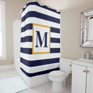 Rideaux De Douche Blancs et Bleus