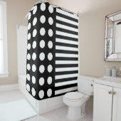Rideaux De Douche Blancs Et Noirs Modernes Pois (En situation)