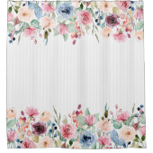 Rideaux De Douche Blancs Fleurs de ressort Accent de bordure (Devant)