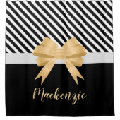 Rideaux De Douche Blancs noirs Goldem Bow (Devant)