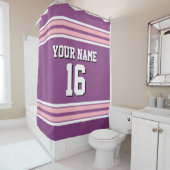 Rideaux De Douche Blancs roses Stripes Sport Jersey (En situation)