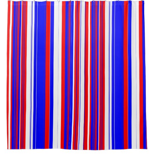 Rideaux De Douche Blancs rouges et bleus (Devant)
