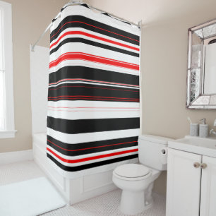 Rideaux De Douche Blancs rouges et noirs