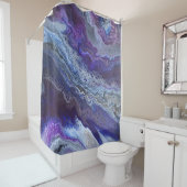 Rideaux De Douche Bleu abstrait moderne, violet, gris, blanc (En situation)