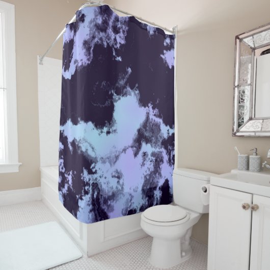 Rideaux De Douche Bleu Ange de Minuit (En situation)