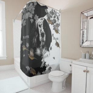 Rideaux De Douche Bleu anglais noir et blanc
