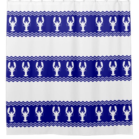 Rideaux De Douche Bleu blanc côtier Motif de homard (Devant)