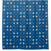 Rideaux De Douche Bleu, blanc et points orange (Devant)