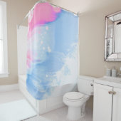 Rideaux De Douche Bleu blanc et rose abstrait (En situation)