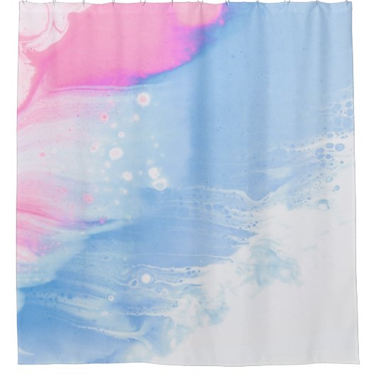 Rideaux De Douche Bleu blanc et rose abstrait (Devant)