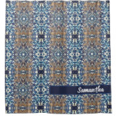 Rideaux De Douche Bleu blanc loft style céramique motif (Devant)