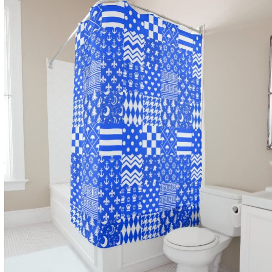 Rideaux De Douche Bleu Blanc Mixte Motif Conception