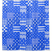 Rideaux De Douche Bleu Blanc Mixte Motif Conception (Devant)