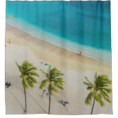 Rideaux De Douche Bleu Blanc & Sable Simple Été Plage (Devant)