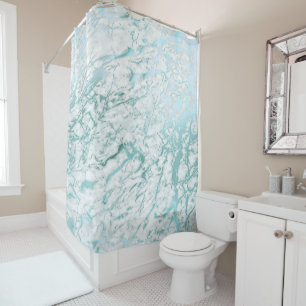 Rideaux De Douche Bleu blanc Teal de Carrare d'abrégé sur de marbr
