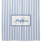 Rideaux De Douche Bleu Blanc Tickets Agritourisme Monogramme (Devant)