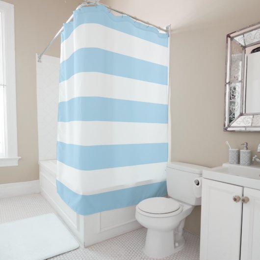 Rideaux De Douche Bleu, Blancs, Motif rayé (En situation)