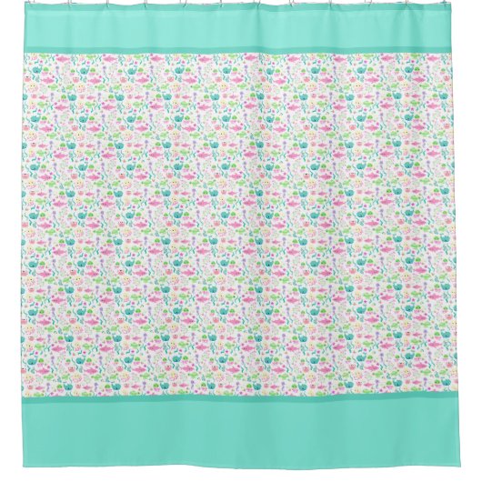 Rideaux De Douche Bleu Bleu Océan Poisson Vert (Devant)