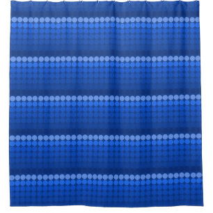 Rideaux De Douche bleu clair à bleu foncé milieu du siècle mod point