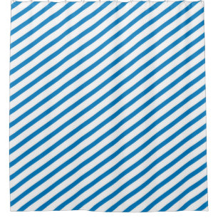 Rideaux De Douche Bleu clair et blanc Diagonal Grandes Modernes
