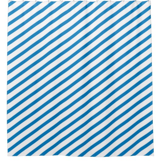 Rideaux De Douche Bleu clair et blanc Diagonal Grandes Modernes (Devant)