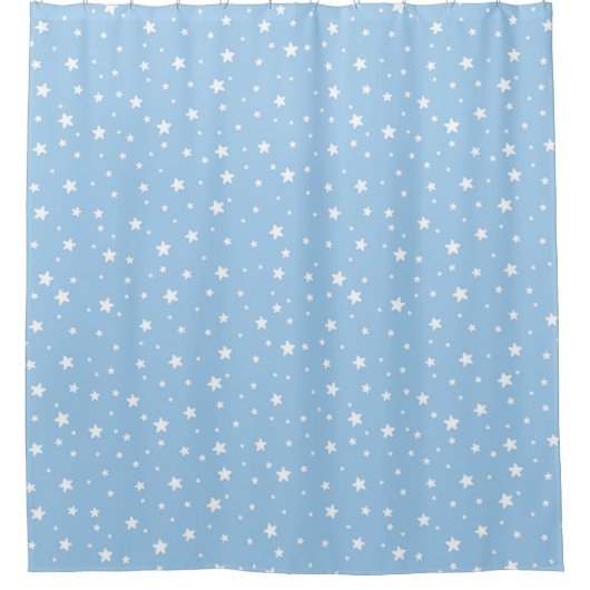 Rideaux De Douche Bleu clair et étoiles blanches Ciel céleste (Devant)