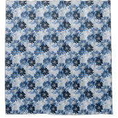 Rideaux De Douche Bleu clair, fleurs bleu foncé sur gris clair (Devant)