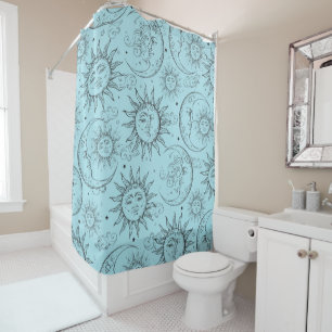 Rideaux De Douche Bleu clair Magie Vintage Lune