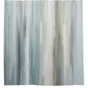 Rideaux De Douche Bleu Clair Turquoise Gris Marron Abstrait Rayure