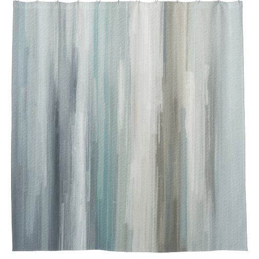 Rideaux De Douche Bleu Clair Turquoise Gris Marron Abstrait Rayure (Devant)