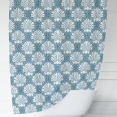 Rideaux De Douche Bleu & Coquillage Blanc