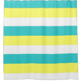 Rideaux De Douche Bleu d'Aqua, jaune citron et blanc (Devant)