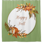 Rideaux De Douche Bleu d'automne et citrouille avec texte personnali (Devant)