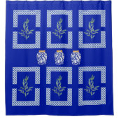 Rideaux De Douche Bleu de Cobalt méditerranéen Folio & Vase (Devant)