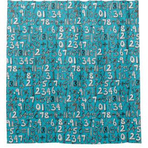 Rideaux De Douche bleu de griffonnage de maths