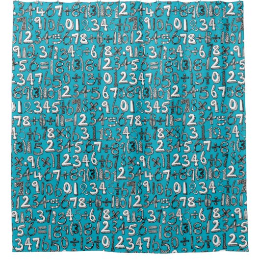 Rideaux De Douche bleu de griffonnage de maths (Devant)